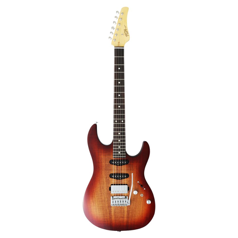 FGN Guitarra Eléctrica ODYSSEY J-Standard JOS2 DUE-W2R Strat Koa Natural Burst + Funda FGN